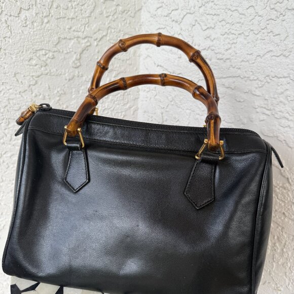 GUCCI Bamboo Top Handle Bag Black Leather | Authentic, Vintage Early 2000s - Picture 7 of 10
